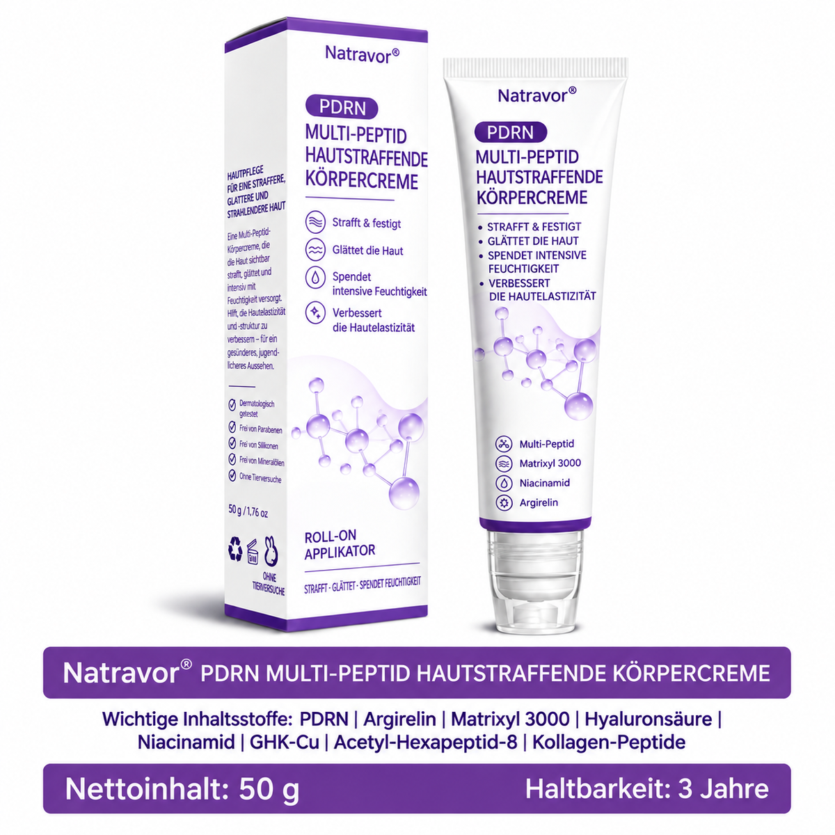 Natravor®🎗️ PDRN Multi-Peptid Straffende Körpercreme ｜ Anti-Aging Pflege, Feuchtigkeit, Straffung & Lifting für ein glatteres, ebenmäßigeres Hautbild｜