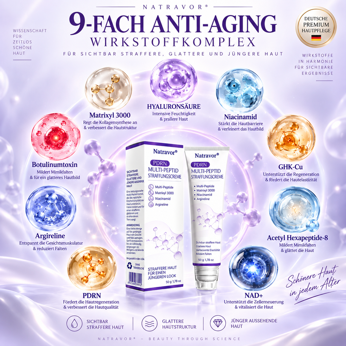Natravor®🎗️ PDRN Multi-Peptid Straffende Körpercreme ｜ Anti-Aging Pflege, Feuchtigkeit, Straffung & Lifting für ein glatteres, ebenmäßigeres Hautbild｜